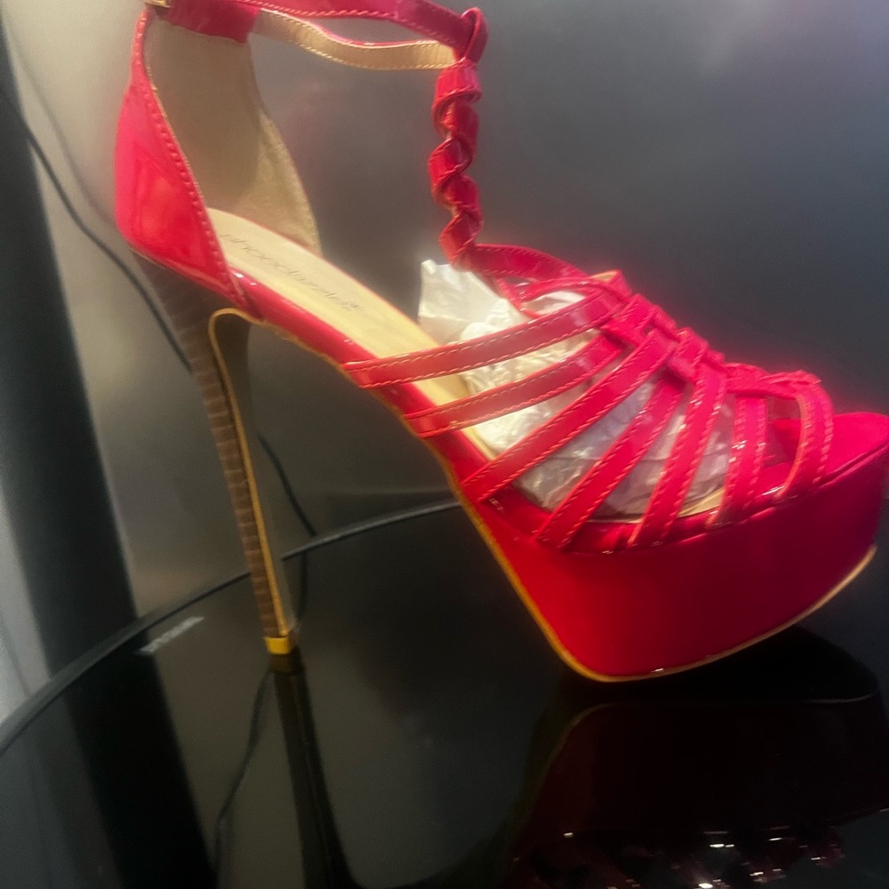 Red Strappy High Heel Sandals